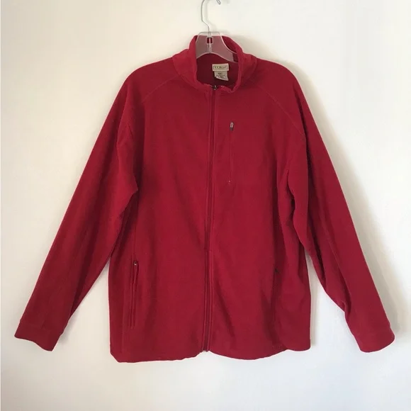L.L. Bean fleece zip up jacket men size Large Tall Red - Picture 1 of 8